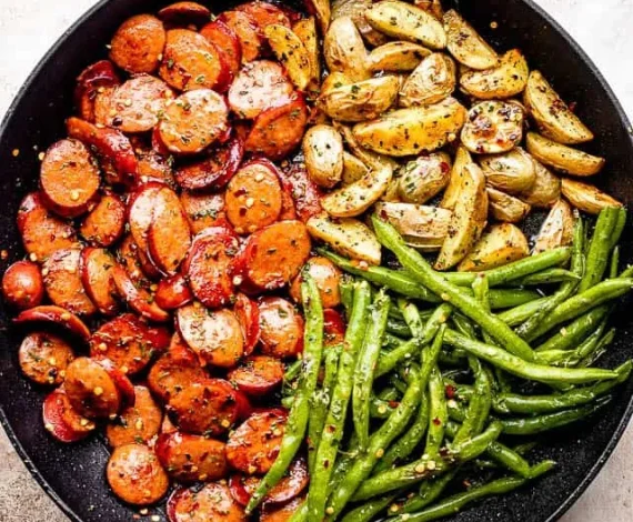 Smoked Sausage with Garden Green Beans and New Potatoes